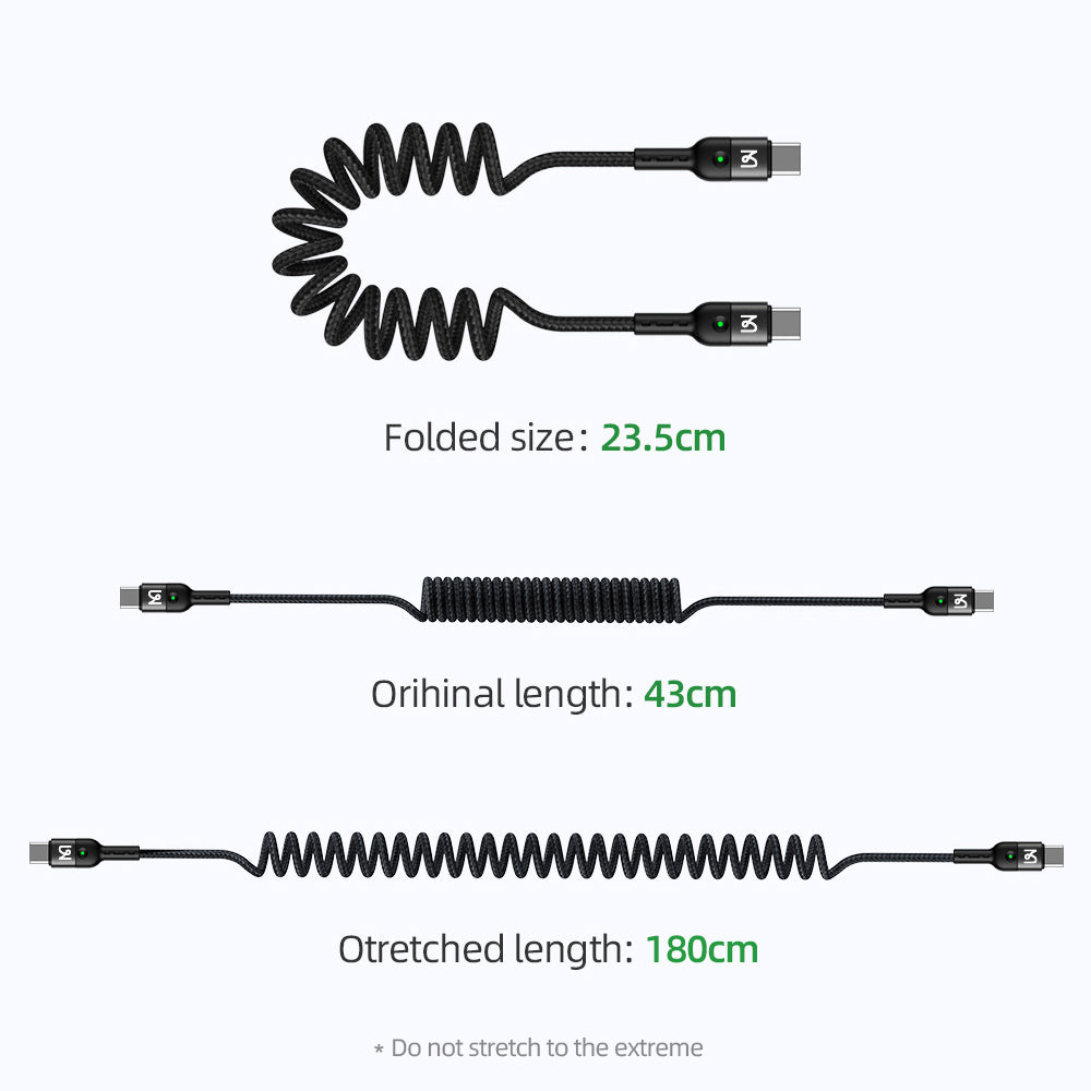 Type-C to Type-C Data Coiled Cable